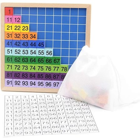 Læringsbrett i tre for matematikk, Montessori 1-100 påfølgende tall tre hundre digitalt brett, pedagogisk spill for barn med S