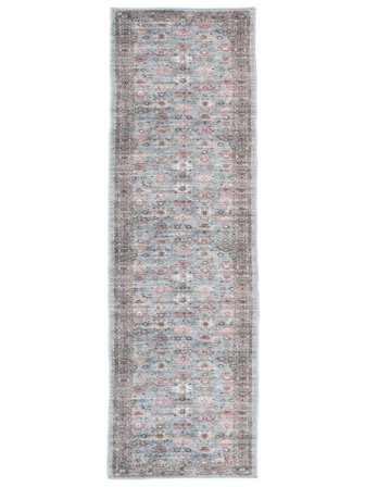 Washable Shabibi Oriental Light Blue Runner Rug Small Oeko-Tex