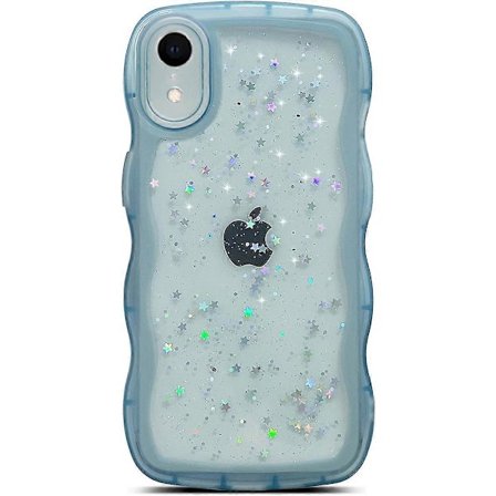 iPhone XR Cover 6.1 tommer Krøllet Bølgekant Design Gennemsigtig Bling Glitter Stjerne Skinnende Cover Sød Klar Gennemsigtig Fuld Beskyttelse Blød TPU