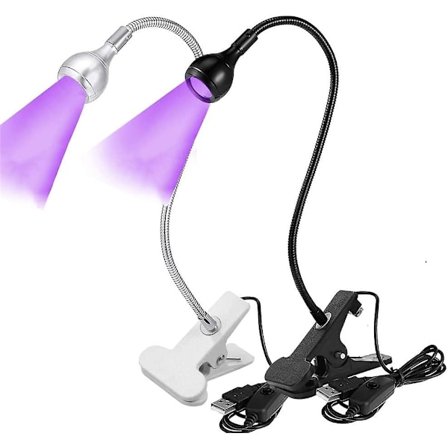 3w UV LED Skrivebordslampe, fleksibel svanehals og klemme Mini Skrivebordslampe med kontakt, bærbar limhærdende lampe til mobilreparation - 2 pak (