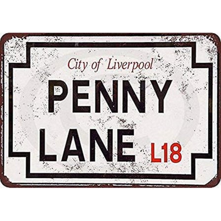 Penny Lane Gadeskilt Vintage Look Reproduktion Metalskilt 20 x 30 cm