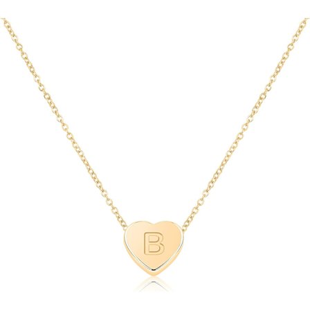 Litet hjärta initial halsband för kvinnor flickor, 14K guldpläterat