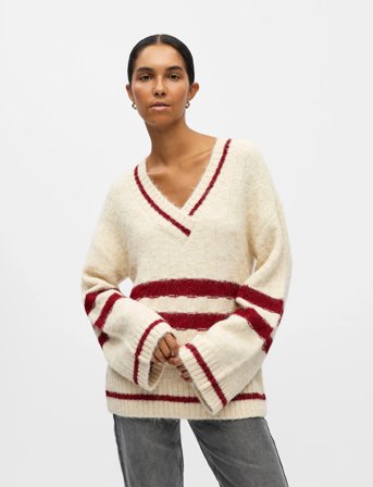 Object Objjuline L/S Lo Knit Pullover 140 - Cream - L