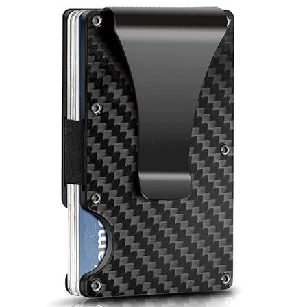 Kortholder i kulfiber med RFID-tyverisikring, metal kortholder, simpel herrepung - den bedste gave til mænd