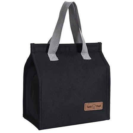 Unisex madpakke, genanvendelig, isoleret, lækagesikker madkasse, køletaske, isoleret køletaske til arbejde, skole, picnic og rejser (sort)