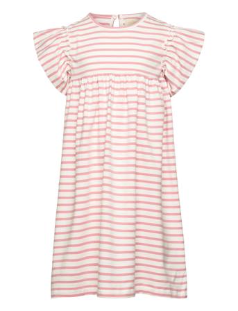 Dress Ss Stripe Dresses & Skirts Dresses Casual Dresses Short-sleeved Casual Dresses Pink Creamie