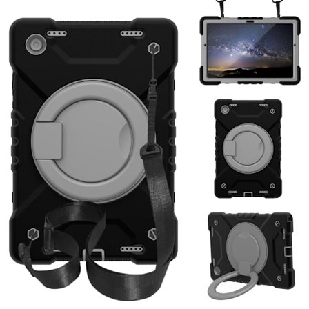 Samsung Galaxy Tab A8 10.5 (2021) hybridisuojus hihnalla - Musta / Harmaa