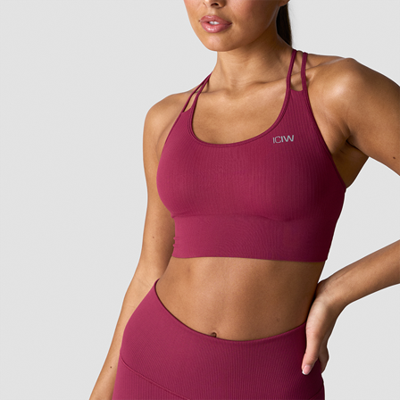 Sports-BH ICANIWILL Ribbed Define Seamless Sports Bra, Magenta Rose - Bodyman.dk