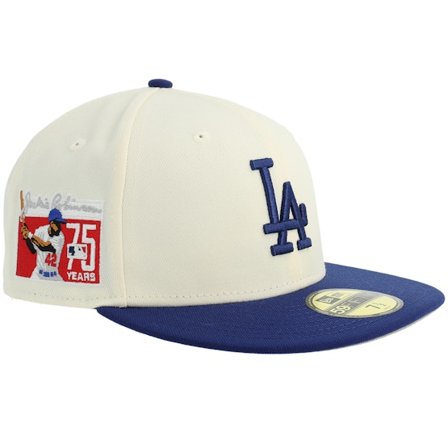 New Era - MLB Vit fitted Keps - Hatstore Exclusive x Los Angeles Dodgers 59FIFTY Robinson 75 Years Chrome/Royal Fitted @ Hatstore