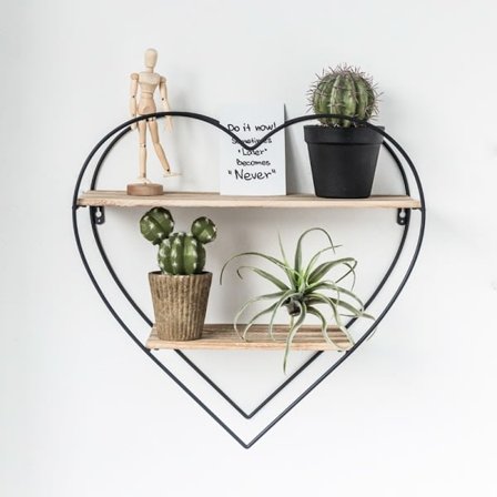 Rakkausseinähylly 3 tasoa Puu- ja metalliteollisuusmuotoilu