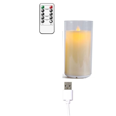 1 kpl liekettömät ladattavat liikkuvat Wick-kynttilät kaukosäätimellä ja kupilla, muoviset häätanssiajastin koristeelliset pilarikynttilät