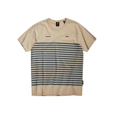 G-star T-Shirt- GS Placed Stripe , Beige , Heren , Maat: S