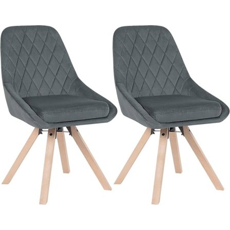 Rootz sæt med 2 drejelige spisestuestole - Fløjls spisestuestole - Roterende stole - Komfortabelt ergonomisk design - Holdbare bøgetræben - 84cm x 40c