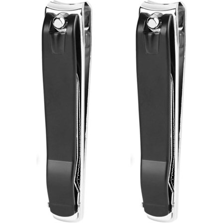 Stort neglesett, 2 stk. Premium negle- og tåneglklippere i rustfritt stål med buet blad og skarpt, robust blad