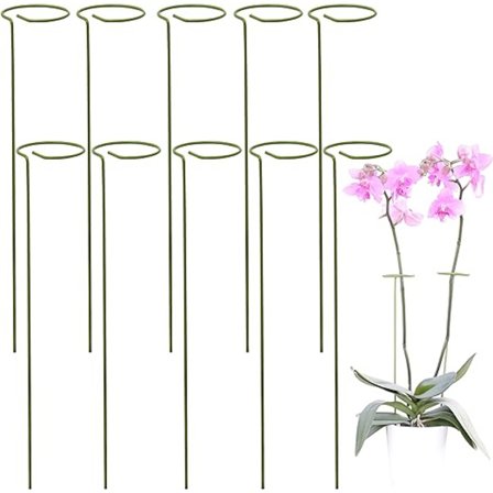 Sett med 10 plantestolper - Støtter for klatreplanter og blomster - Grønn stolpe - Hjelp blomstene dine med å vokse - Hagetomatstolper - Stolper for 