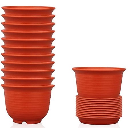 Plastkrukor 12 Krukor Med Dräneringshål Krukor Med Fat För Modern Inomhusplantering red_QF