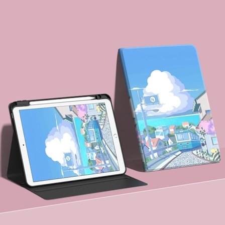 Stilrent fodral för iPad mini 4/5 7.9" T152 Town Train Bok Pennhållare