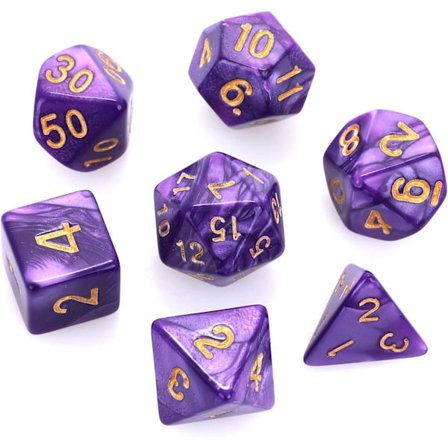 Sæt med DND terninger til Dungeon and Dragons, Lilla Nebula Polyhedral Terninger RPG Rollespil Bordspil D&D D20 D12 D10 D8 D6 D4 (Lilla)