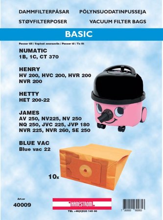 HANESTRÖM Dustbags Hanestrom To fit Numatic Henry 1B, 1C, 10P