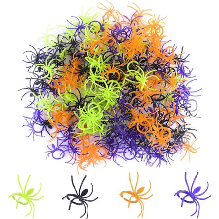 100 kpl Halloween Muovinen Hämähäkkisormus Joustava Hämähäkinverkko Koriste Pöytäkoriste Kuppikakku koriste Halloween- ja 