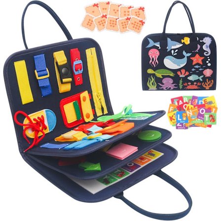 Travlebræt til småbørn 4 lag, Aktivitetsbræt Sansebræt, Montessori Legetøj Baby