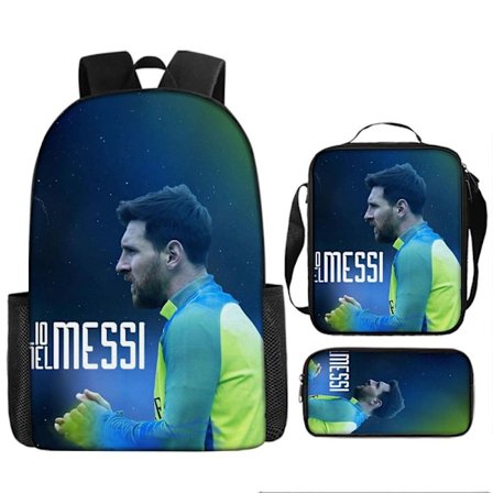 Messi skoletaske rygsæk blyantsæt skuldertaske tredelt sæt