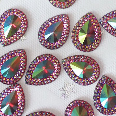 50stk 13*18mm Glitter Vanndråpe Rhinestone Flatback Applique