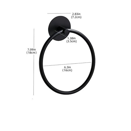 Håndklædering Badehåndklædeholder SORT RUND RUND