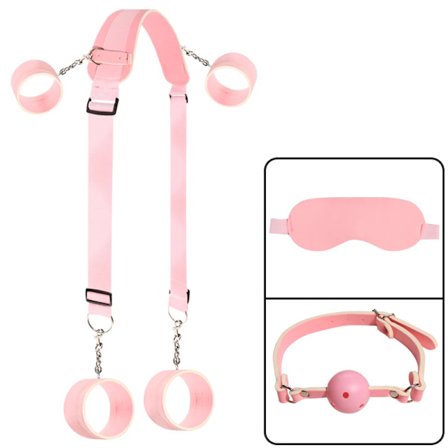 Sexleketøy for par kvinner voksenspill BDSM bondage restraints sett åpen munn knebler øyemaske håndledds- og ankelmansjetter