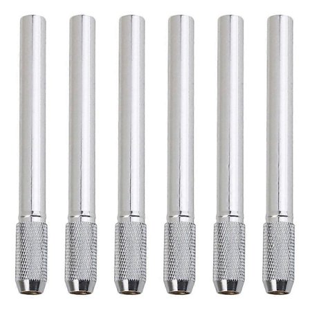 6 stk. blyantforlængere i rustfrit stål, robuste blyantholdere, kompatible med skolebrug (sølv)