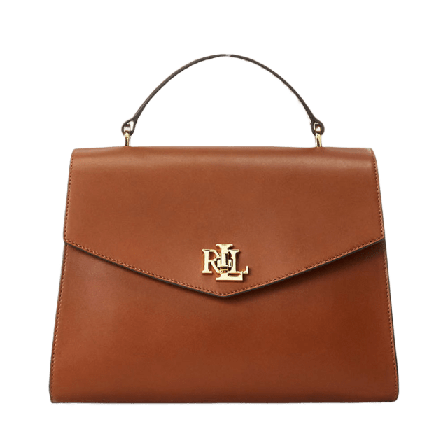 Lauren Ralph Leather Medium Farrah Satchel Handväskor Dam Brun ONESIZE