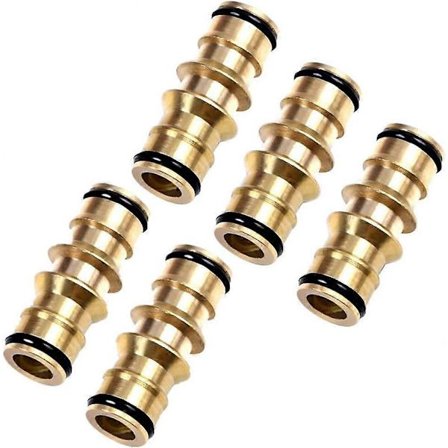 5-pakning messing dobbel hannslangekoblinger forlenger hageslange rørkoblinger for å forlenge to hunn hageslange rør ender