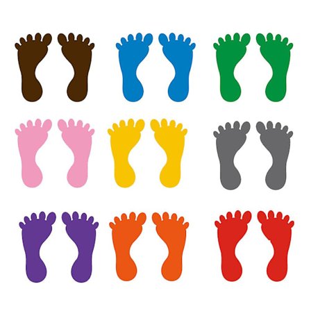 18 par 2 størrelser barnehage fotavtrykk klistremerker fot gulvklistremerker vanntett slitesterk gulv badekar klistremerke (rød gul blå grønn rosa 