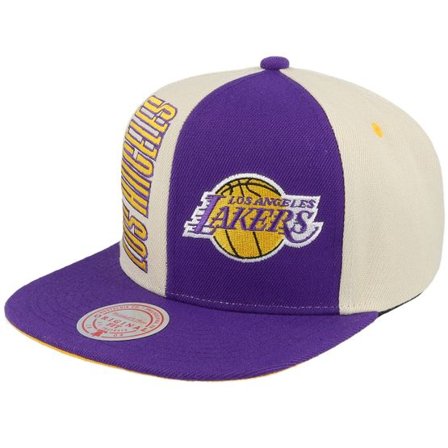 Mitchell & Ness - NBA Lila snapback Keps - Los Angeles Lakers Pop Panel Off White/Purple Snapback @ Hatstore