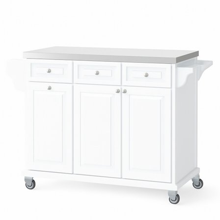 SoBuy Køkkenø med 4 skuffer i hvid 132x48.5x94.5cm, funktionel FKW33-W