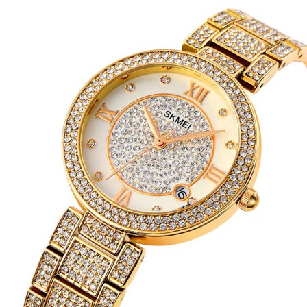 Skmei 1739 Diamond Round Dial Quartz Watch For Ladies
