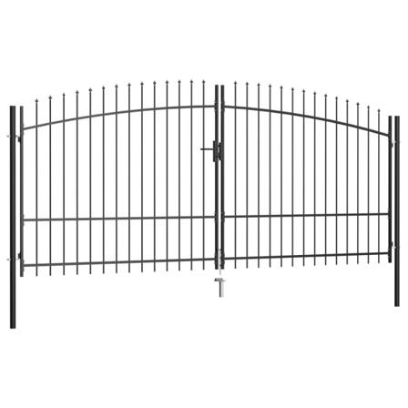 Vidaxl Dubbelgrind Med Spjut-toppar 400x225 Cm Svart