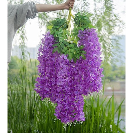 Tekokukat roikkuvat 12 kpl 3,75 jalkaa/kpl Teko Wisteria Vine Ratta Ripustus Garland juhliin Hääkoristeluun (violetti)