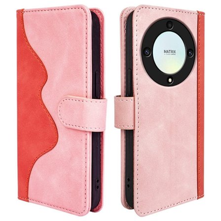 Kaksivärinen nahkainen läppäkotelo Honor X9a - Pinkki