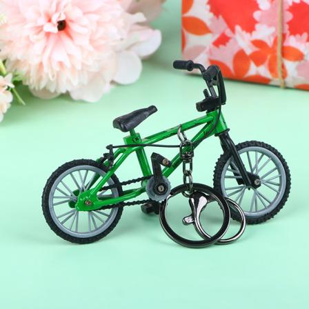 Mini Legering Model Cykel Nøglering Diecast Metal Finger Mountain Green