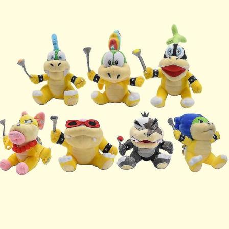 Super Mario Bros. Bowser plysjleker, utstoppede myke dukker, bursdagsgaver til barn, julegaver 16-22 cm (Iggy)
