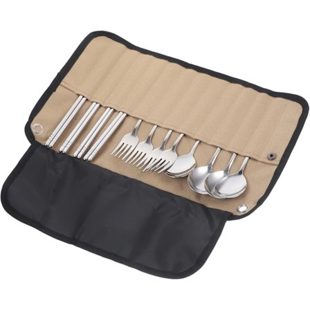 1 Sett Bestikksett Servise Redskaper Bestikk for Piknik Kjøkkenverktøy Multifunksjonelt Servise Pose Redskaper med Veske T
