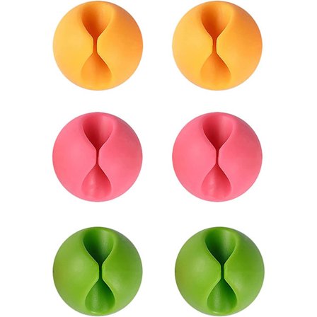 Fargerike, 6 stk kabelklips, skrivebordskabeldråpe, skrivebordskabelklips for