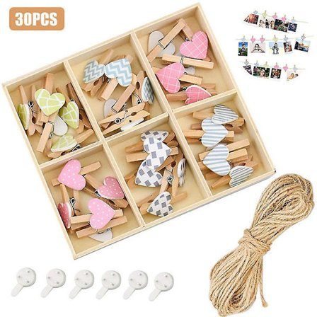 Gör själv fotoväggdekorationssats med färgglada träklämmor 10 meter rep fotosnöre för hemboende