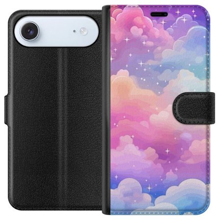 Kompatibelt Lommeboketui til Apple iPhone 17 Air Søt enhjørning med regnbuefarget hår mot en stjernebelagt pastellbakgrunn i kawaii-stil