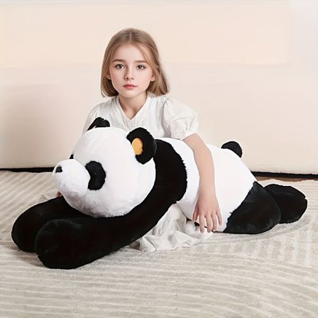 Suuri Pehmeä Panda Pehmolelu - Realistinen Söpö Täytetty Eläin Mustavalkoisella Turkilla, Kestävä Polyesteri, 0+ Vuotta, Kodin Sisustus, Syntymäpäivä 