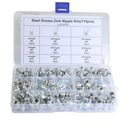 115stk Hydraulisk Zerk Smøre Smørenippel Smørenipler
