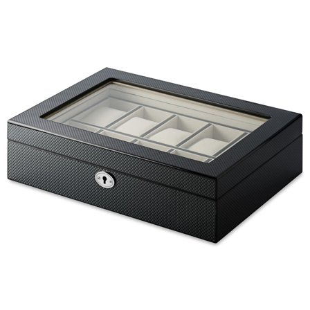 Caja para 10 relojes con chapa de fibra de carbono para hombres - Cajas para relojes
