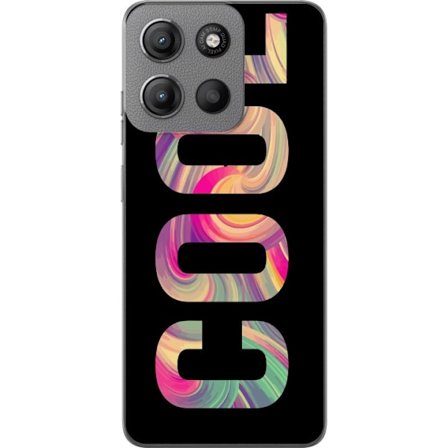 Kompatibelt Mobildeksel til Motorola Motorola Moto G15 Power Modern typografisk kunst med ordet LOVE i flytende regnbuefarger mot svart bakgrunn med s