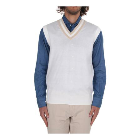Brunello Cucinelli M29803907P Cs120 Knitted vest Hvid, Herre Veste